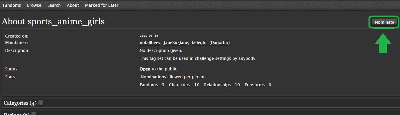 A screenshot of the tag set nomination page with the "Expand All" button emphasized.